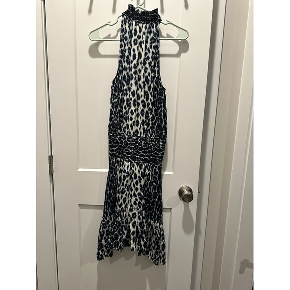 EUC A.L.C. Womens Cody Silk Halter Leopard-Print Dress Cream Blue 2 $495 - Picture 6 of 7